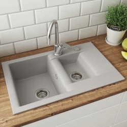 évier granit Estein Brenor 1 cuve et demi gris