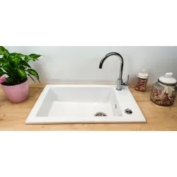 Evier Lingot Blanc 1 Cuve Sarreguemines Timbre D'office