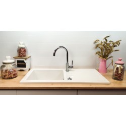 Evier céramique lingot xs 1cuve égouttoir blanc