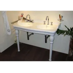 Lavabo Double Vasque céramique Louxor Blanc 3 trous