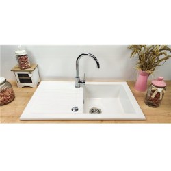 Evier Céramique Soft Blanc + Egouttoir Sarreguemines