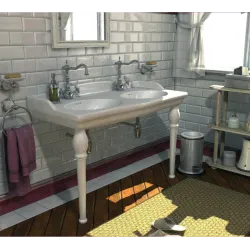 Lavabo Double Vasque céramique Louxor Blanc Monotrou