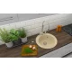 Évier rond Brenor Rado beige sable en situation, robinetterie et accessoires non inclus