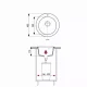 Plan de l’évier rond Brenor Rado : Ø 490 mm hors tout, bac Ø 380 mm, profondeur 170 mm, bonde Ø 90 mm, meuble de 450 mm