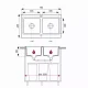 Plan coté de l’évier Brenor Nubiru 20 : 795 × 455 mm, deux bacs, bondes Ø 90 mm