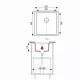 Plan coté de l’évier Brenor Junit 56 : 553 × 455 mm, bac 493 × 395 mm, bonde Ø 90 mm, meuble de 600 mm