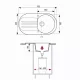 Plan coté de l’évier Brenor Atom : 765 × 430 mm, bac rond de Ø 360 mm, profondeur 160 mm, bonde Ø 90 mm, meuble de 450 mm