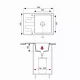 Plan coté de l’évier Brenor Neli 59 : 590 × 440 mm, bac 340 × 360 mm, profondeur 165 mm, bonde Ø 90 mm, meuble de 450 mm