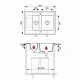 Plan coté du Grande 15 : 800 × 600 mm, grand bac 320 × 385 de 22 litres, demi-bac 205 × 385 de 10 litres, meuble de 800 mm