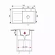 Plan du Mingus 80P : 795 × 505 mm, bac 395 × 380 × 185 mm, 27 litres et meuble de 450 mm