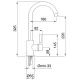 Plan coté du Kobuk 2282 : hauteur 325 mm, 220 mm sous le bec, saillie 180 mm, perçage 33 mm