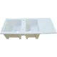 Evier céramique lingot blanc 2 cuves+égouttoir