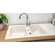 Evier céramique lingot blanc 2 cuves+égouttoir