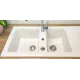 Evier céramique lingot blanc 2 cuves+égouttoir