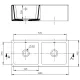 Plan coté du Belfast : 1000 × 465 mm hors tout, cuves de 445 × 390 mm, profondeur 255 mm, bonde 90 mm