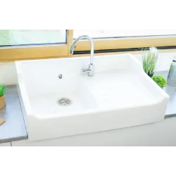 Evier C&eacute;ramique Timbre D'office Tradition Blanc 80cm