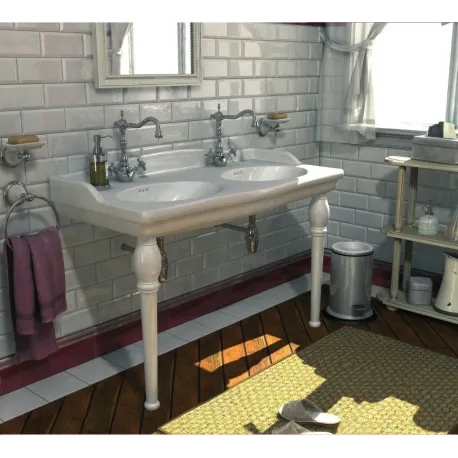 Lavabo Double Vasque céramique Louxor Blanc