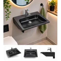 Lavabo suspendu en céramique style Mito 60 Noir