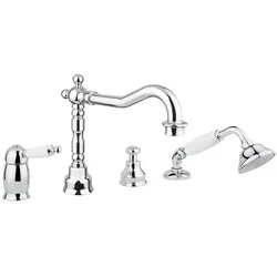 Robinetterie bain douche 4 trous Oxford rétro chromée