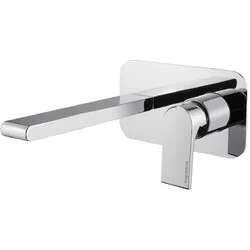 Mitigeur de lavabo mural Simple sur platine, bec 16 cm
