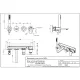 Plan coté Bugnatese 06601 : bec 180 mm, entraxes de 100 mm, encastrement 44 à 64 mm