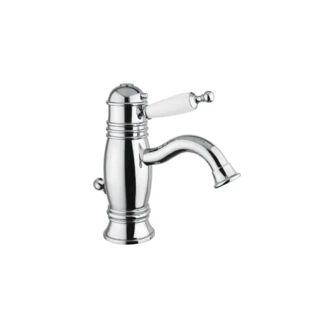 Mitigeur de lavabo Oxford chromé à poignée claire, monotrou avec vidage automatique