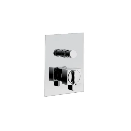 Mitigeur thermostatique encastré Tetris chromé, plaque rectangulaire deux commandes