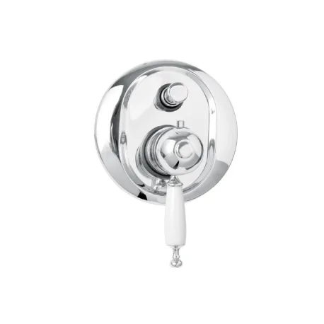 Mitigeur thermostatique encastré Oxford chromé, rosace ronde et poignée claire