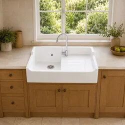 Evier Céramique Timbre D'office Tradition Blanc 80cm