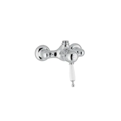 Mitigeur de douche thermostatique Oxford 6337 chromé, levier blanc et sortie haute