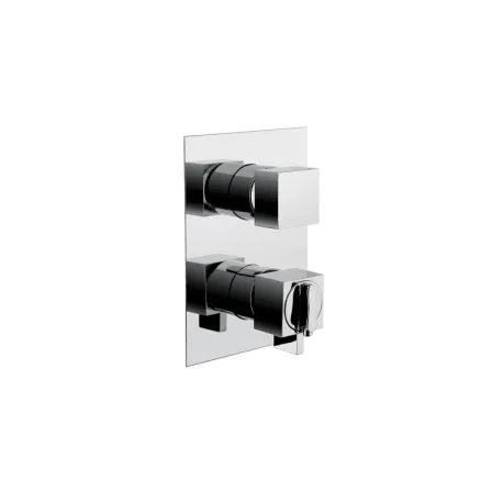 Mitigeur encastré thermostatique Tetris 9154, plaque rectangulaire et deux commandes carrées